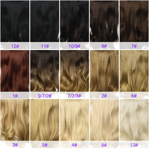 Best Price Clip in One Piece Hair Extension Wavy Ombre Black Invisible Wire Fish Line Hair Synthetic Hair Extensions